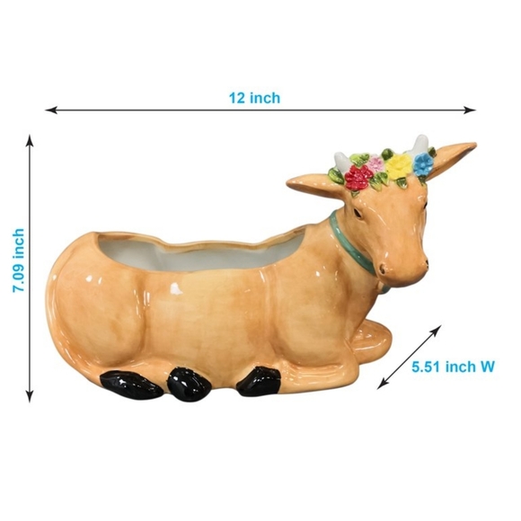 🌺 New Pioneer Woman Brown Floral Cow Planter - Home Decor - Picture 6 of 7
